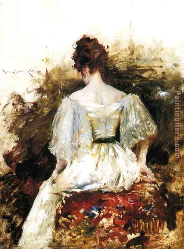 Portrait of a Woman in a White Dress painting - William Merritt Chase Portrait of a Woman in a White Dress art painting
